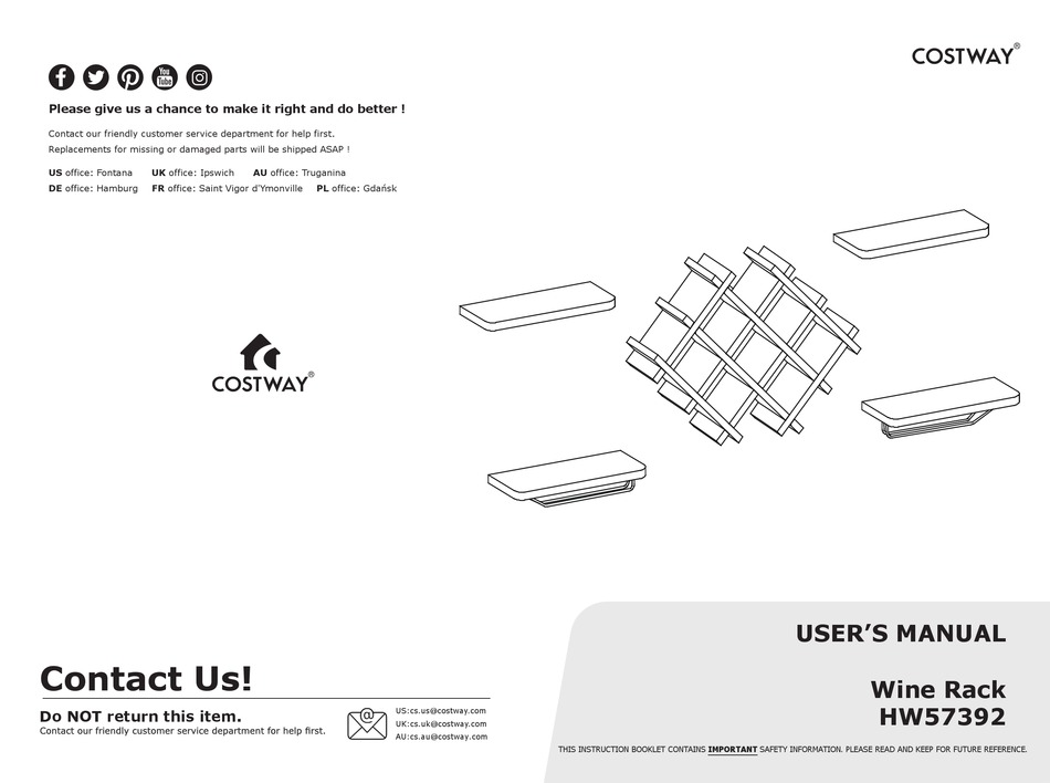 COSTWAY HW57392 USER MANUAL Pdf Download ManualsLib