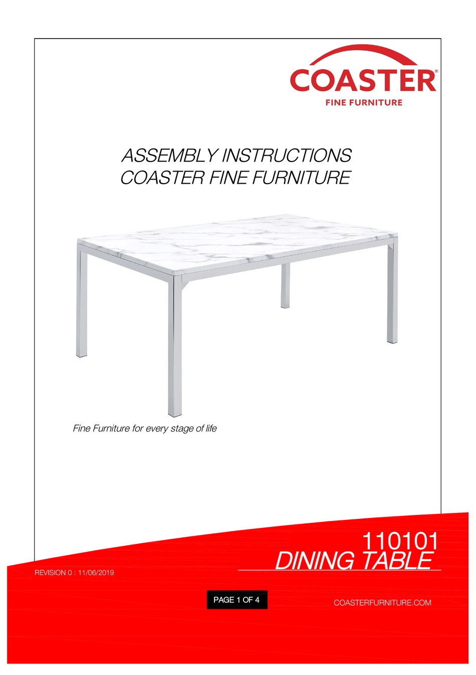 COASTER 110101 ASSEMBLY INSTRUCTIONS Pdf Download ManualsLib