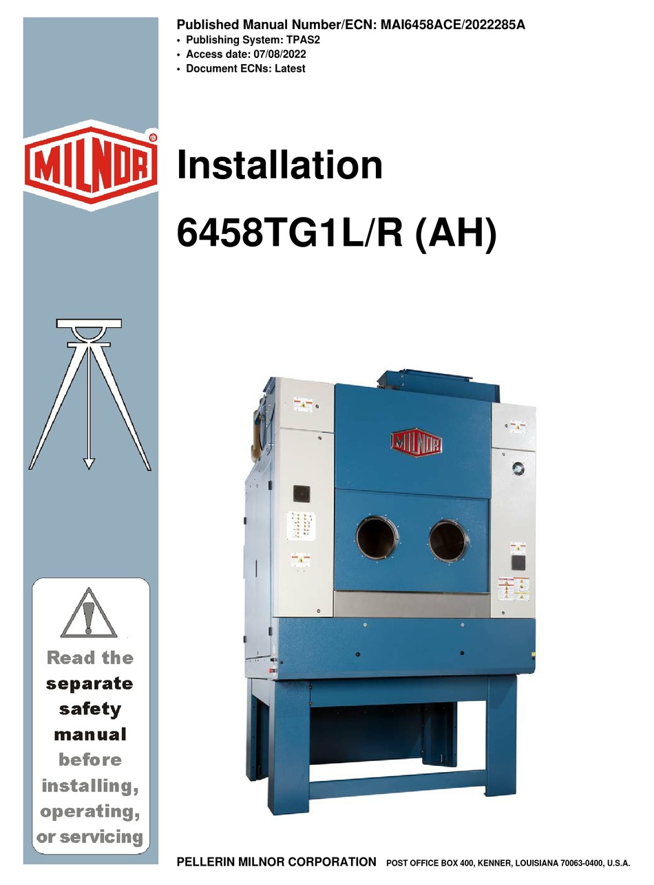 MILNOR 6458TG1L INSTALLATION MANUAL Pdf Download ManualsLib