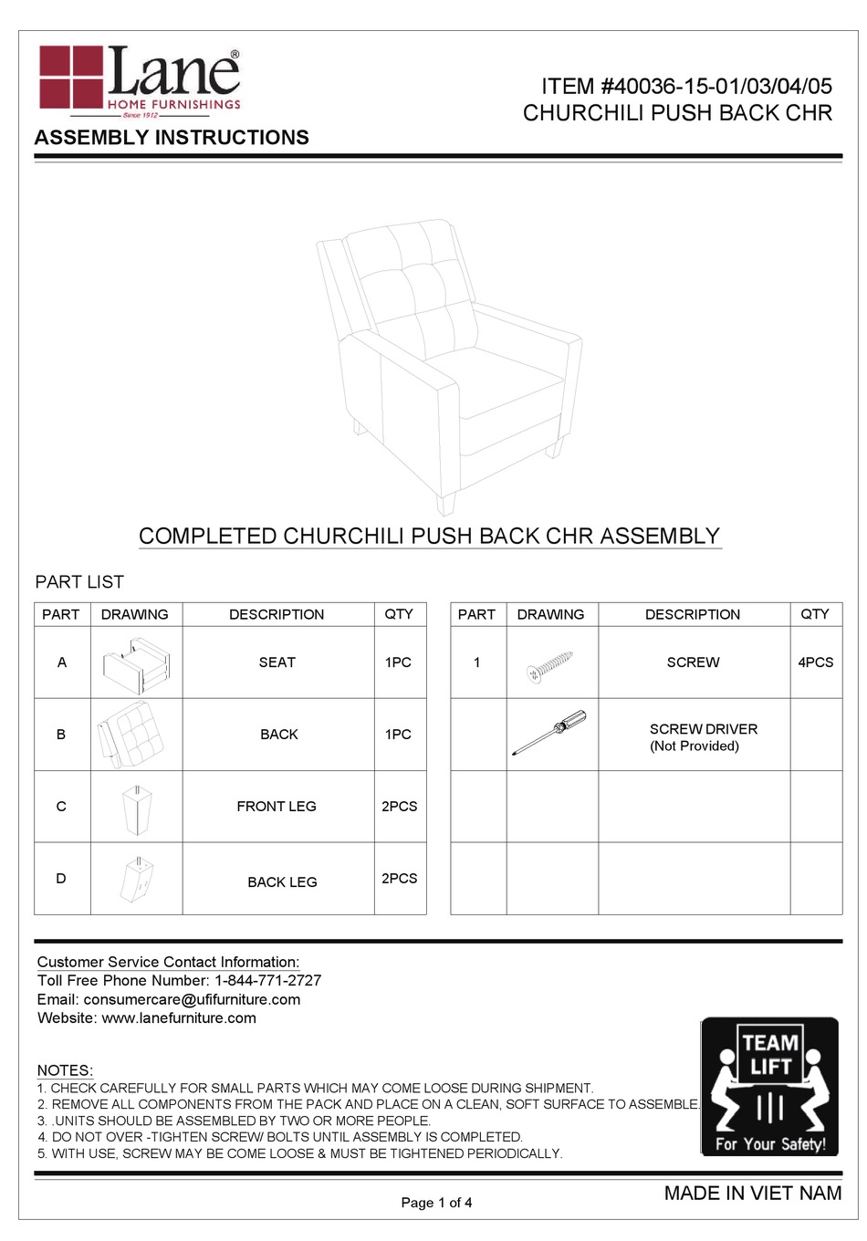 LANE CHURCHILI 40036 15 01 ASSEMBLY Pdf Download ManualsLib