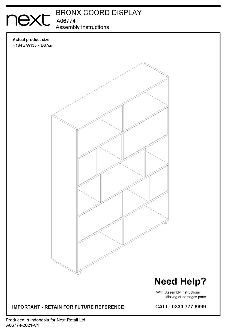 NEXT BRONX COORD DISPLAY A06774 ASSEMBLY INSTRUCTIONS MANUAL Pdf