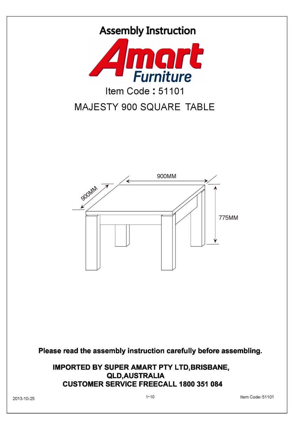 AMART FURNITURE MAJESTY 900 51101 ASSEMBLY INSTRUCTION MANUAL Pdf Download ManualsLib