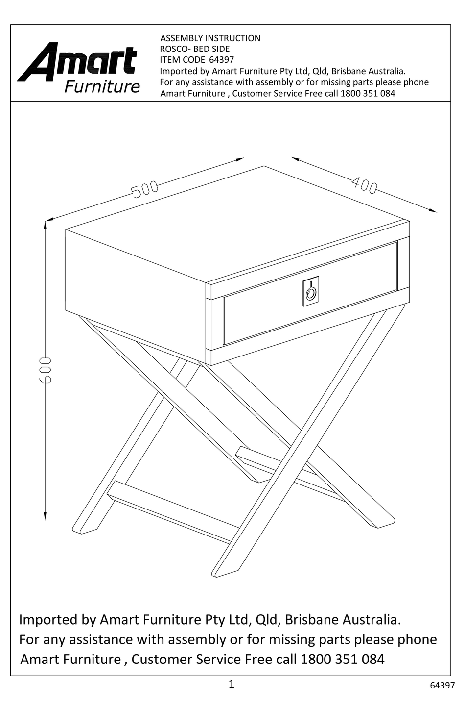 AMART FURNITURE ROSCO 64397 ASSEMBLY INSTRUCTION MANUAL Pdf Download ManualsLib