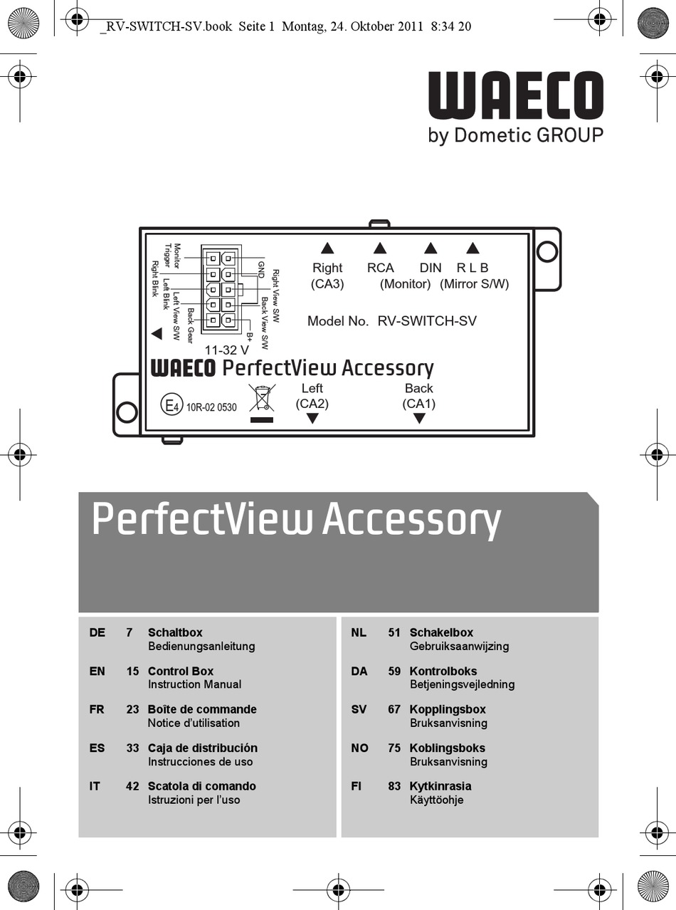 DOMETIC GROUP WAECO PERFECTVIEW ACCESSORY INSTRUCTION MANUAL Pdf