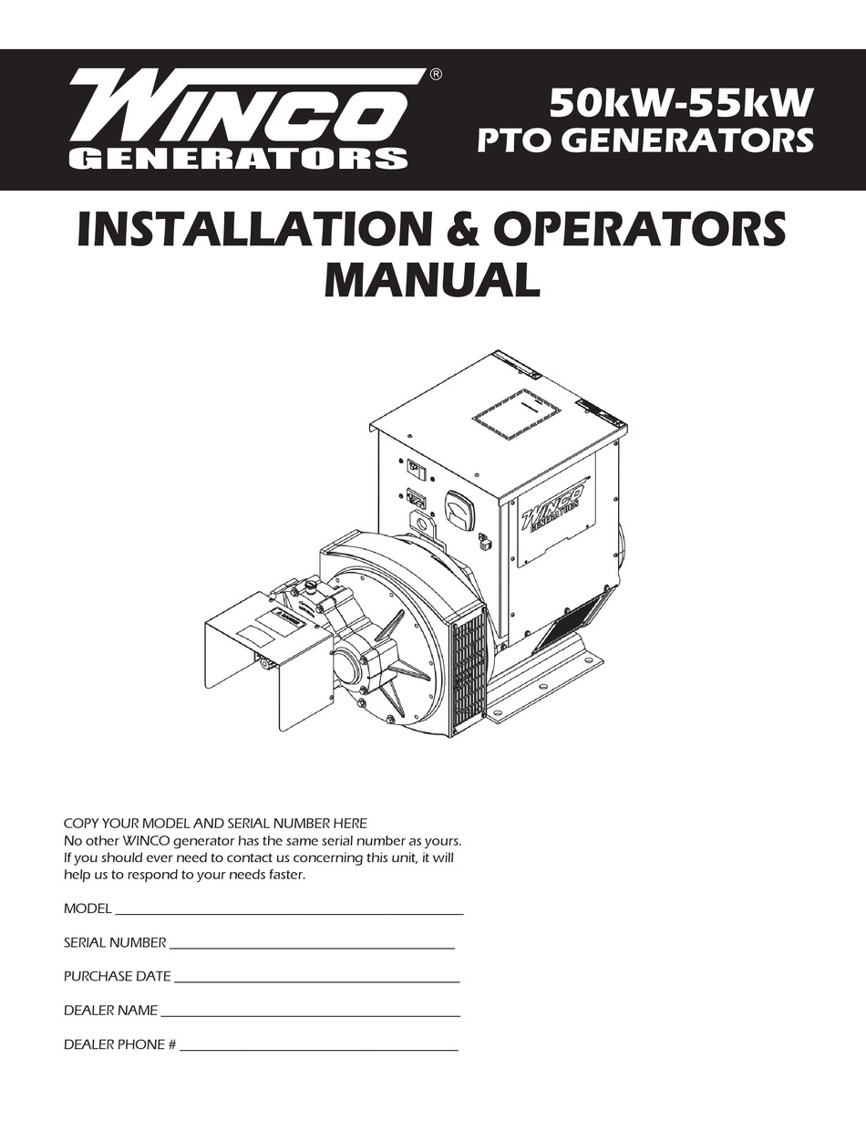 WINCO 55PTOC4-18/1 INSTALLATION & OPERATOR'S MANUAL Pdf Download ...