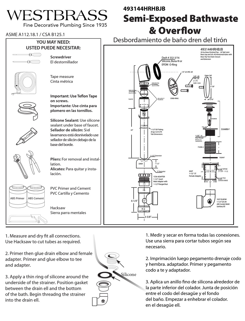WESTBRASS 493144HRHBJB INSTALLATION INSTRUCTIONS Pdf Download ManualsLib