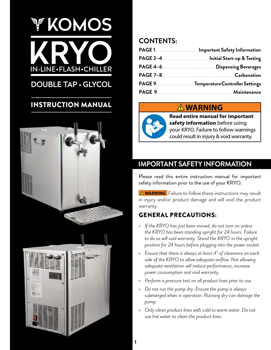 KOMOS KRYO INSTRUCTION MANUAL Pdf Download ManualsLib