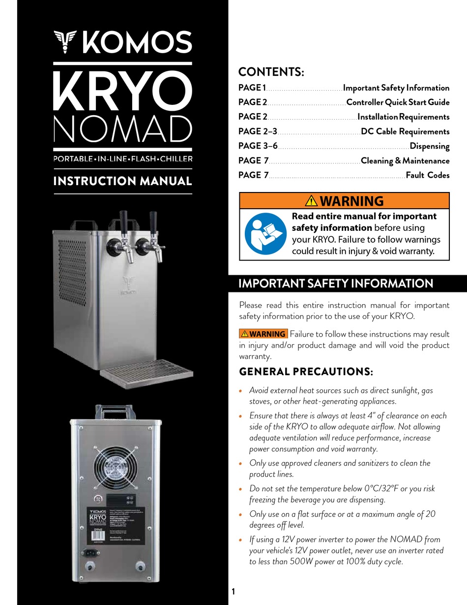 KOMOS KRYO NOMAD INSTRUCTION MANUAL Pdf Download ManualsLib