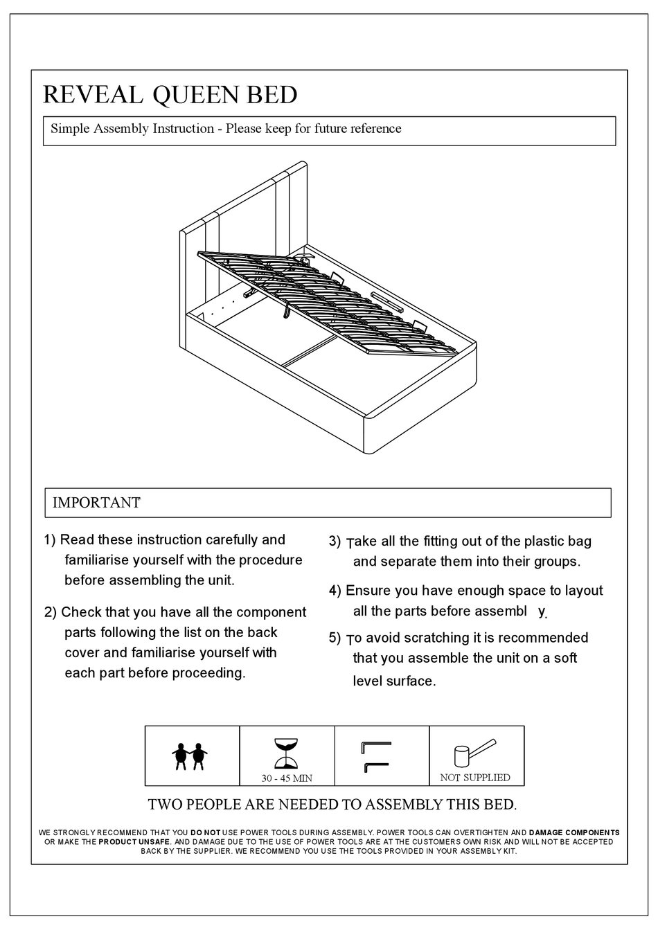 EXPAND FURNITURE REVEAL ASSEMBLY INSTRUCTION MANUAL Pdf Download
