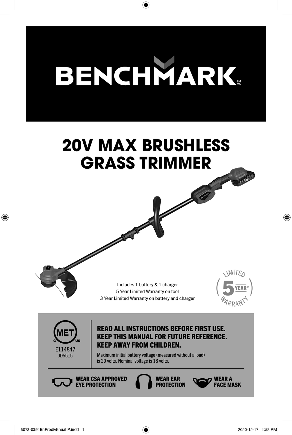 BENCHMARK 5073039 INSTRUCTIONS MANUAL Pdf Download ManualsLib