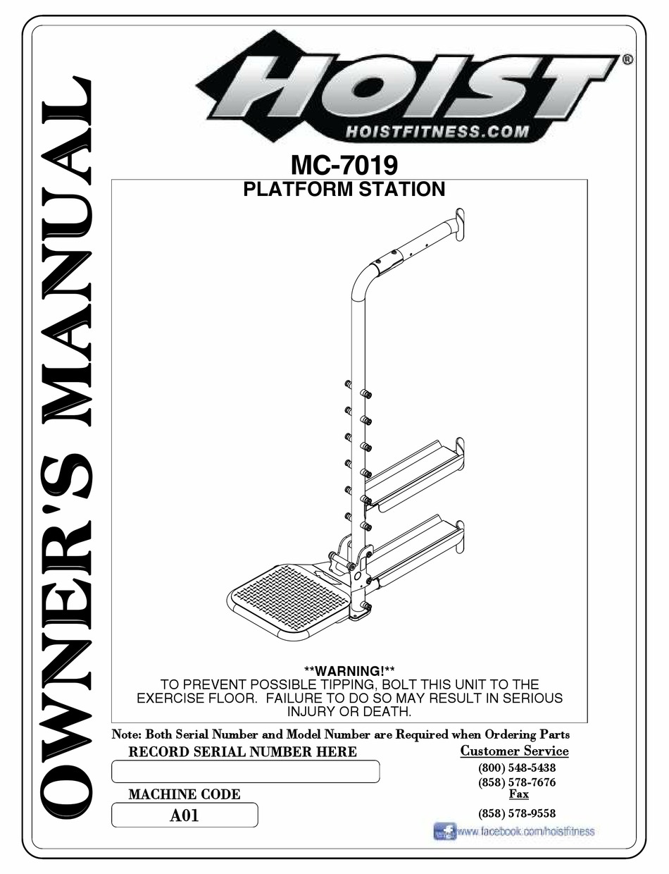 HOIST FITNESS MC7019 OWNER'S MANUAL Pdf Download ManualsLib