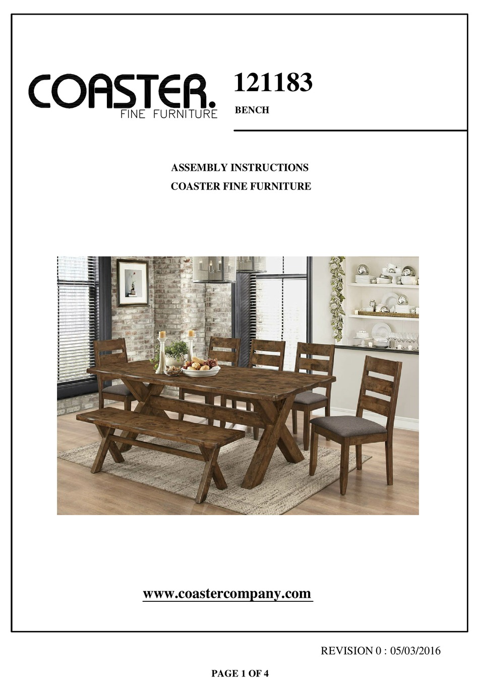 COASTER 121183 ASSEMBLY INSTRUCTIONS Pdf Download ManualsLib