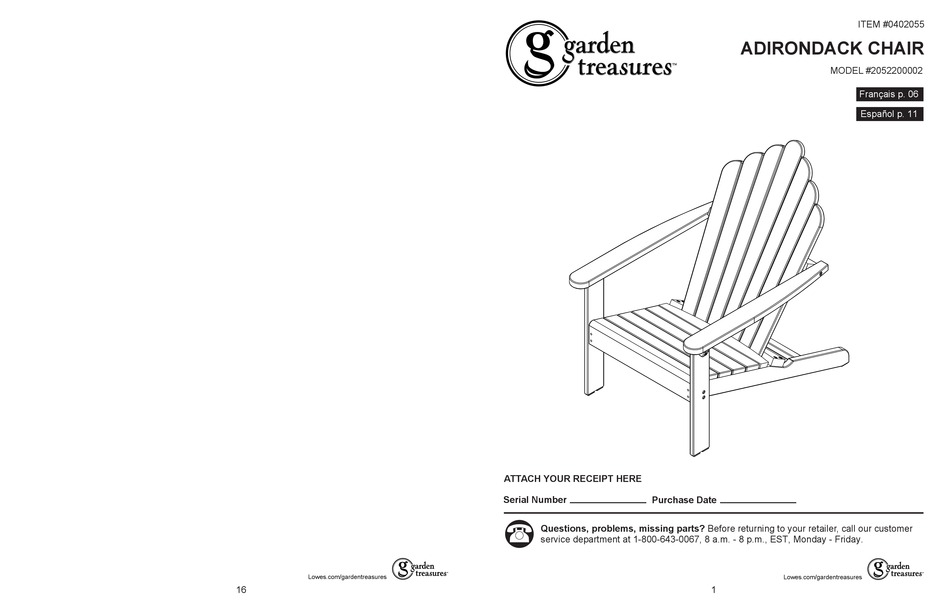GARDEN TREASURES 0402055 MANUAL Pdf Download ManualsLib