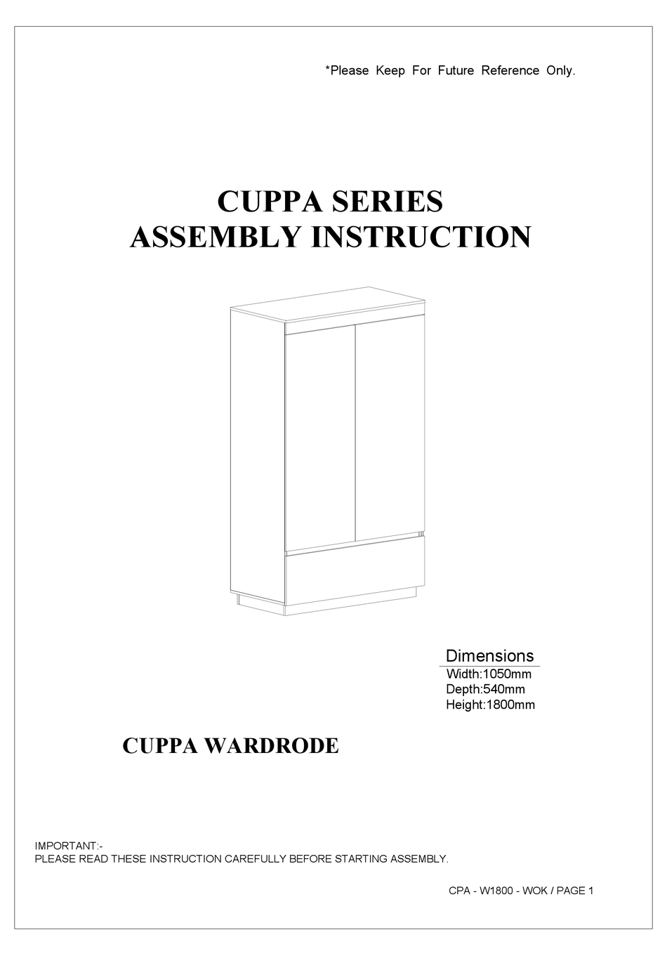 ELIVING FURNITURE CUPPA SERIES ASSEMBLY INSTRUCTION MANUAL Pdf Download