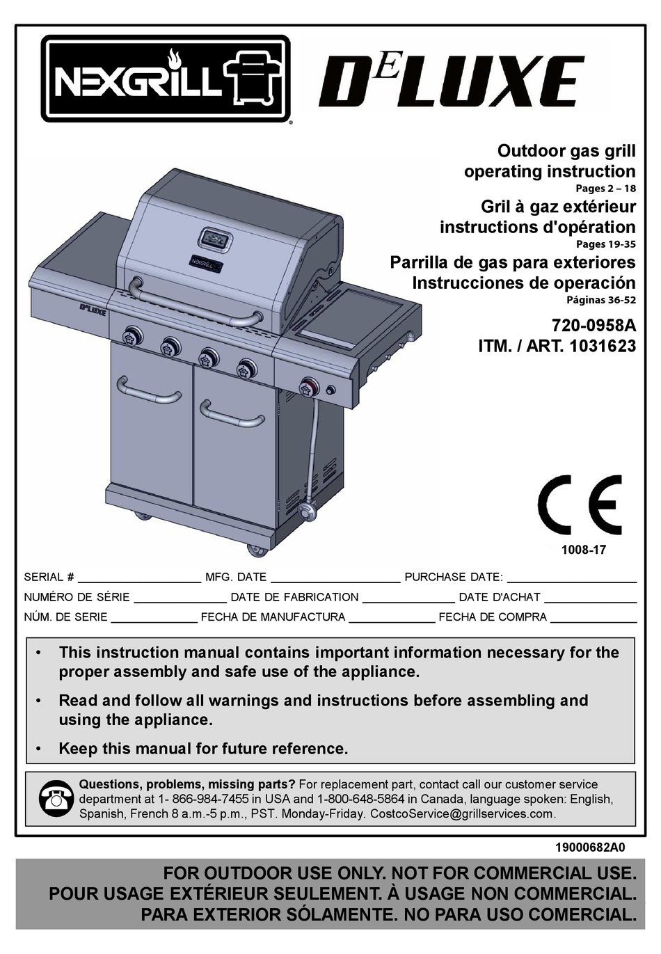 NEXGRILL DELUXE 7200958A OPERATING INSTRUCTION Pdf Download ManualsLib