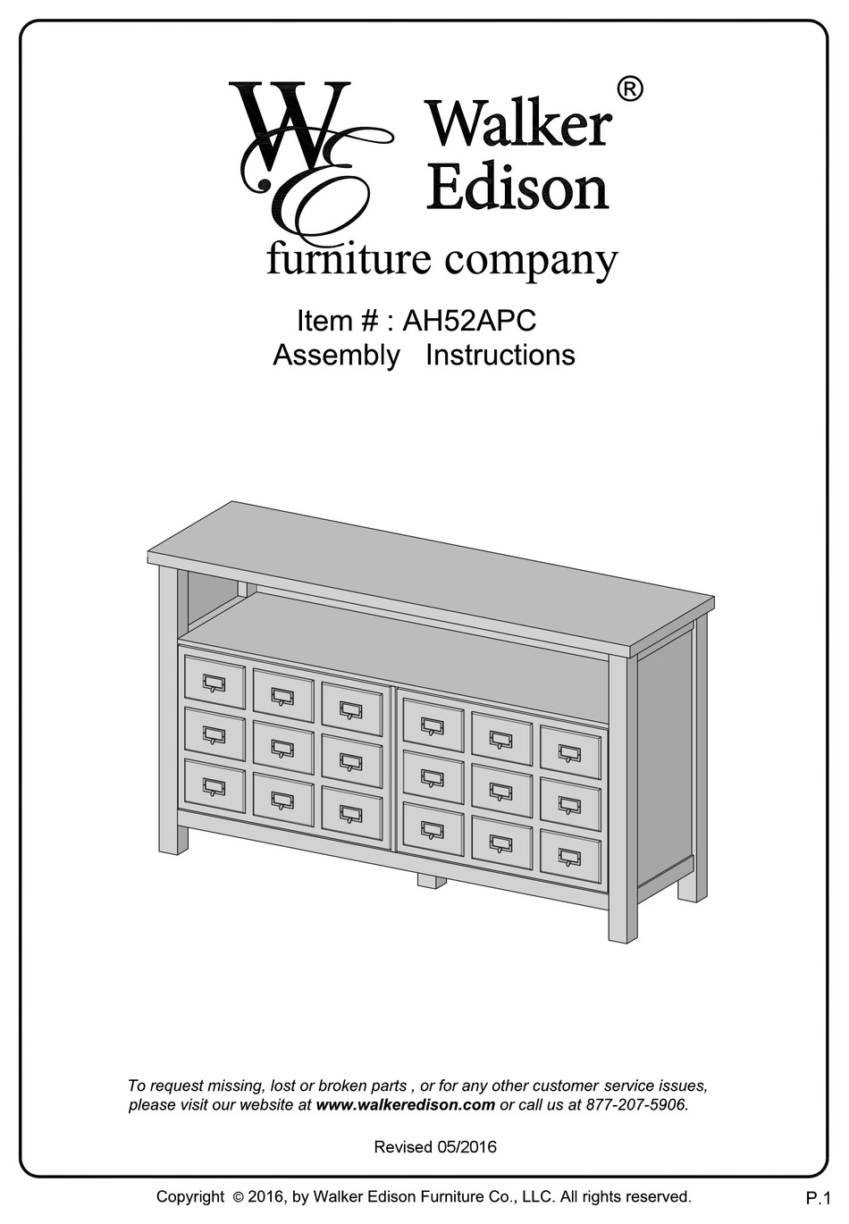 WALKER EDISON AH52APC ASSEMBLY INSTRUCTIONS MANUAL Pdf Download
