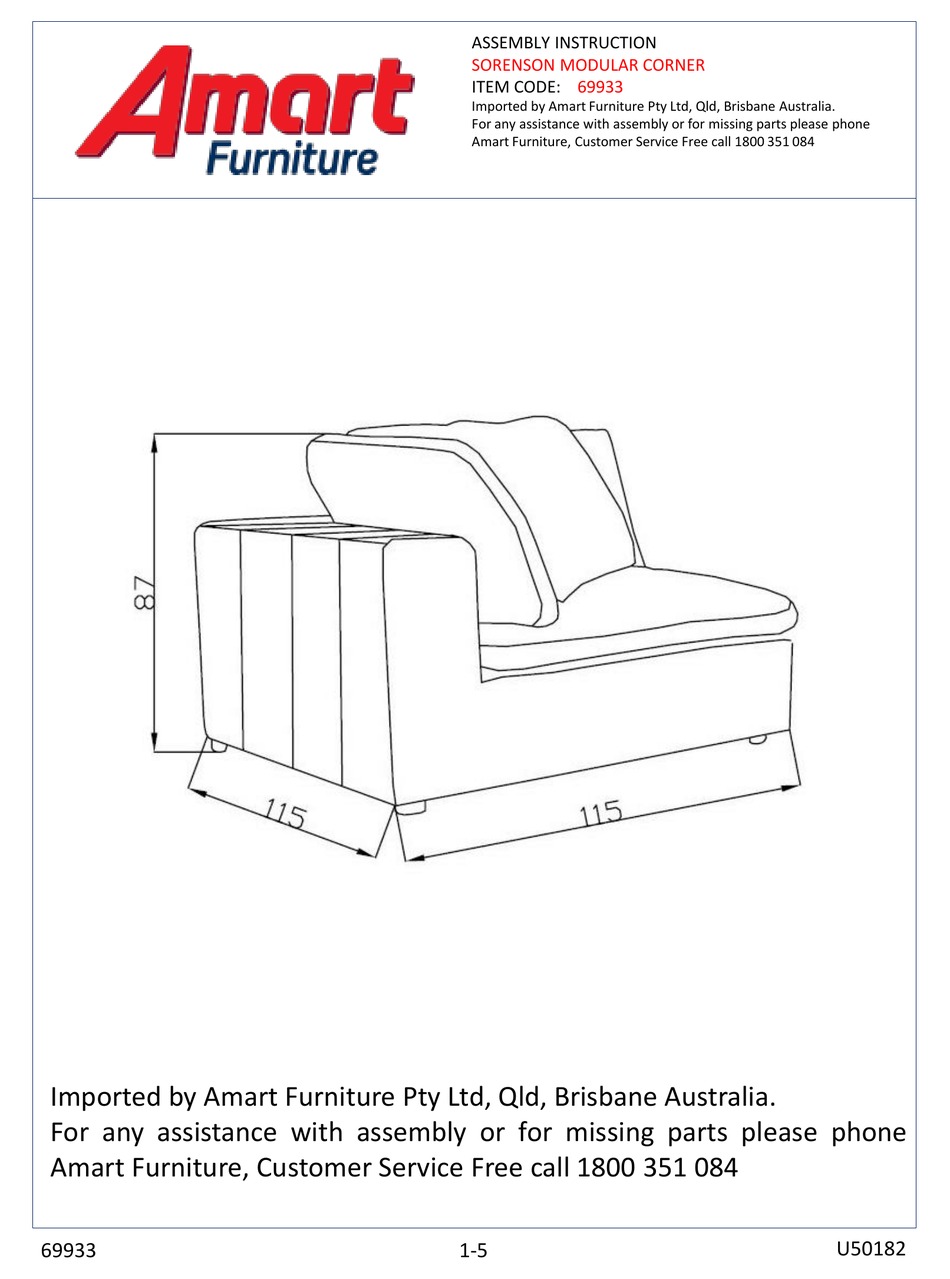 AMART FURNITURE SORENSON 69933 ASSEMBLY INSTRUCTION Pdf Download