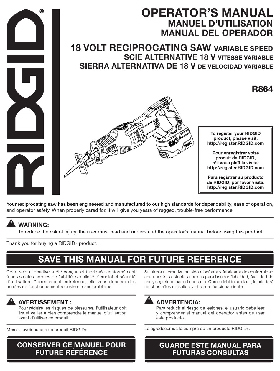 RIDGID R864 OPERATOR'S MANUAL Pdf Download ManualsLib