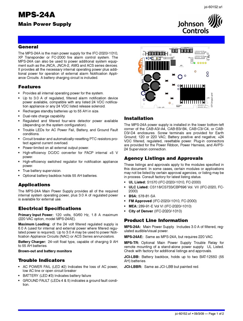 JOHNSON CONTROLS MPS24A QUICK START MANUAL Pdf Download ManualsLib