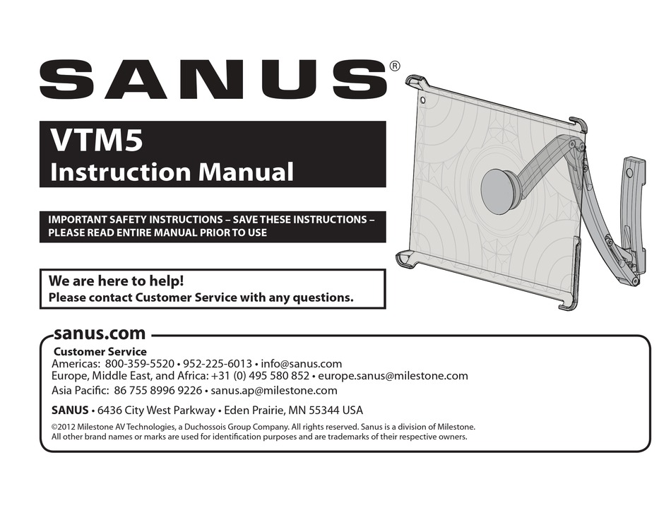 SANUS VTM5 INSTRUCTION MANUAL Pdf Download ManualsLib