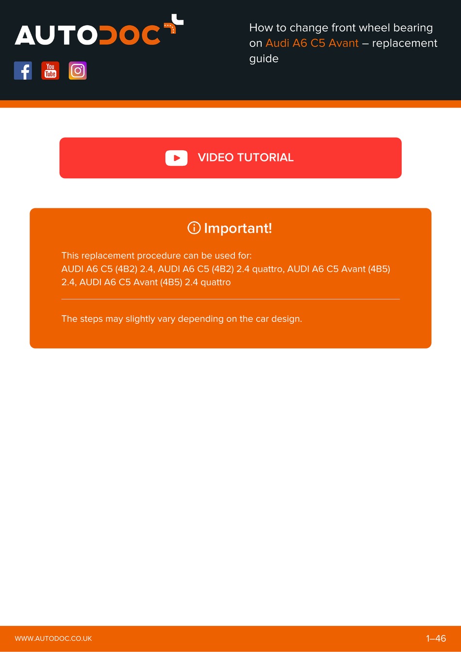 AUDI A6 C5 AVANT REPLACEMENT MANUAL Pdf Download ManualsLib