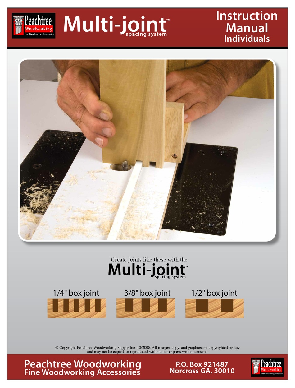PEACHTREE WOODWORKING SUPPLY MULTIJOINT SPACING SYSTEM INSTRUCTION