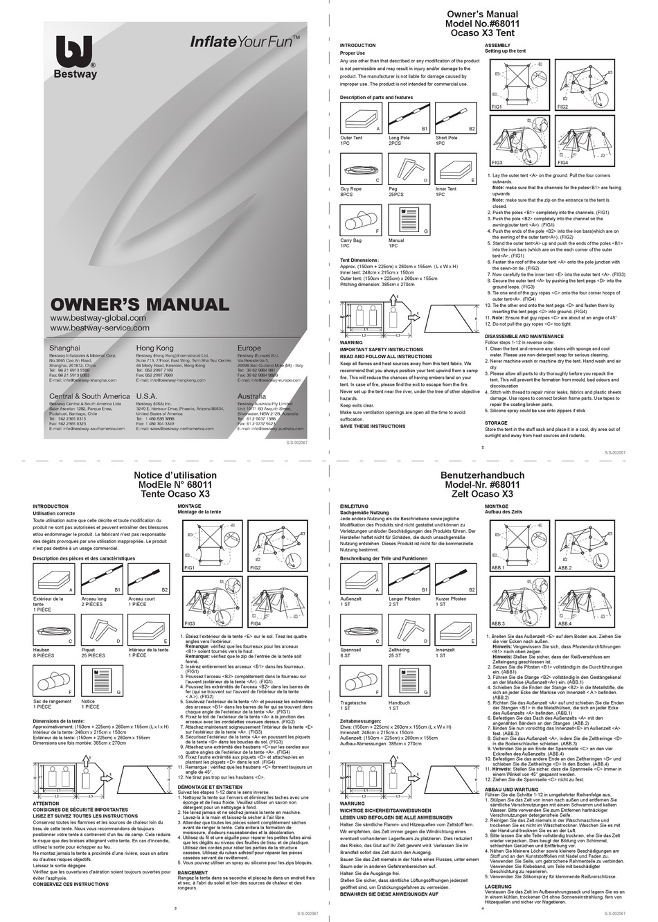BESTWAY INFLATE YOUR FUN OCASO X3 OWNER'S MANUAL Pdf Download ManualsLib