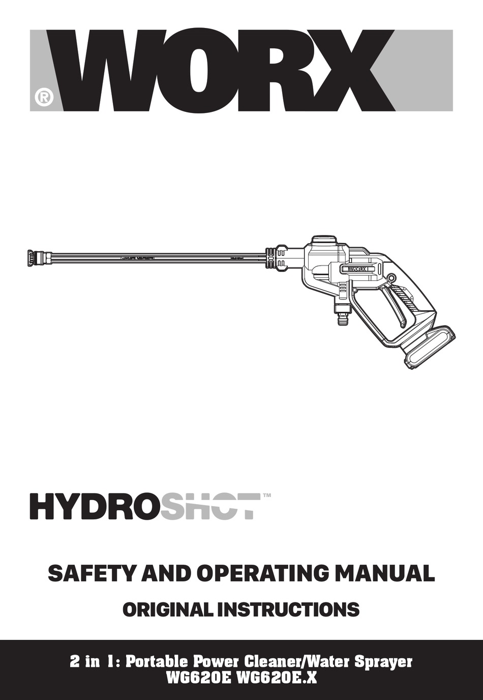 Troubleshooting Worx HYDROSHOT WG620E Safety And Operating