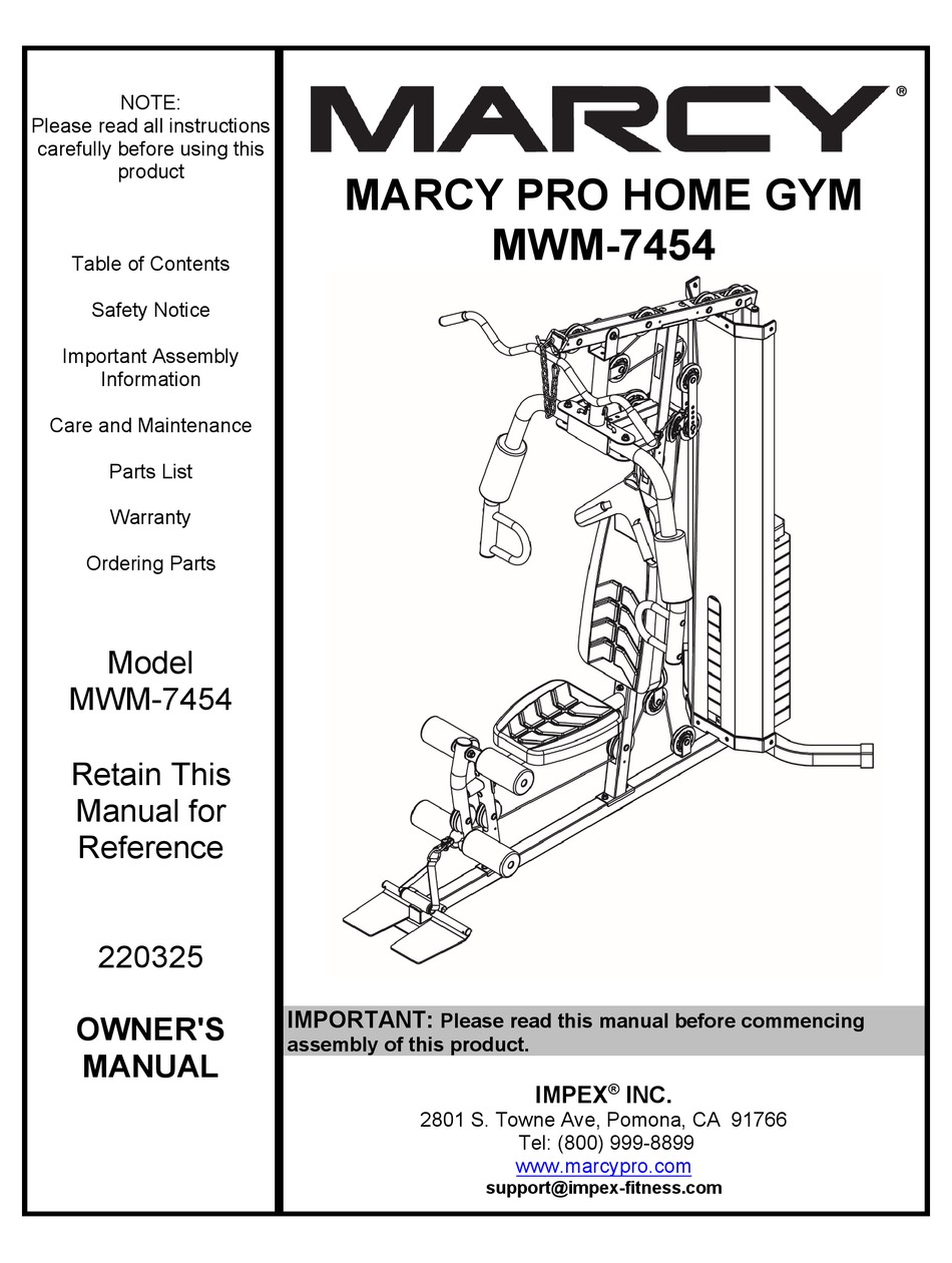 IMPEX MARCY PRO MWM7454 OWNER'S MANUAL Pdf Download ManualsLib