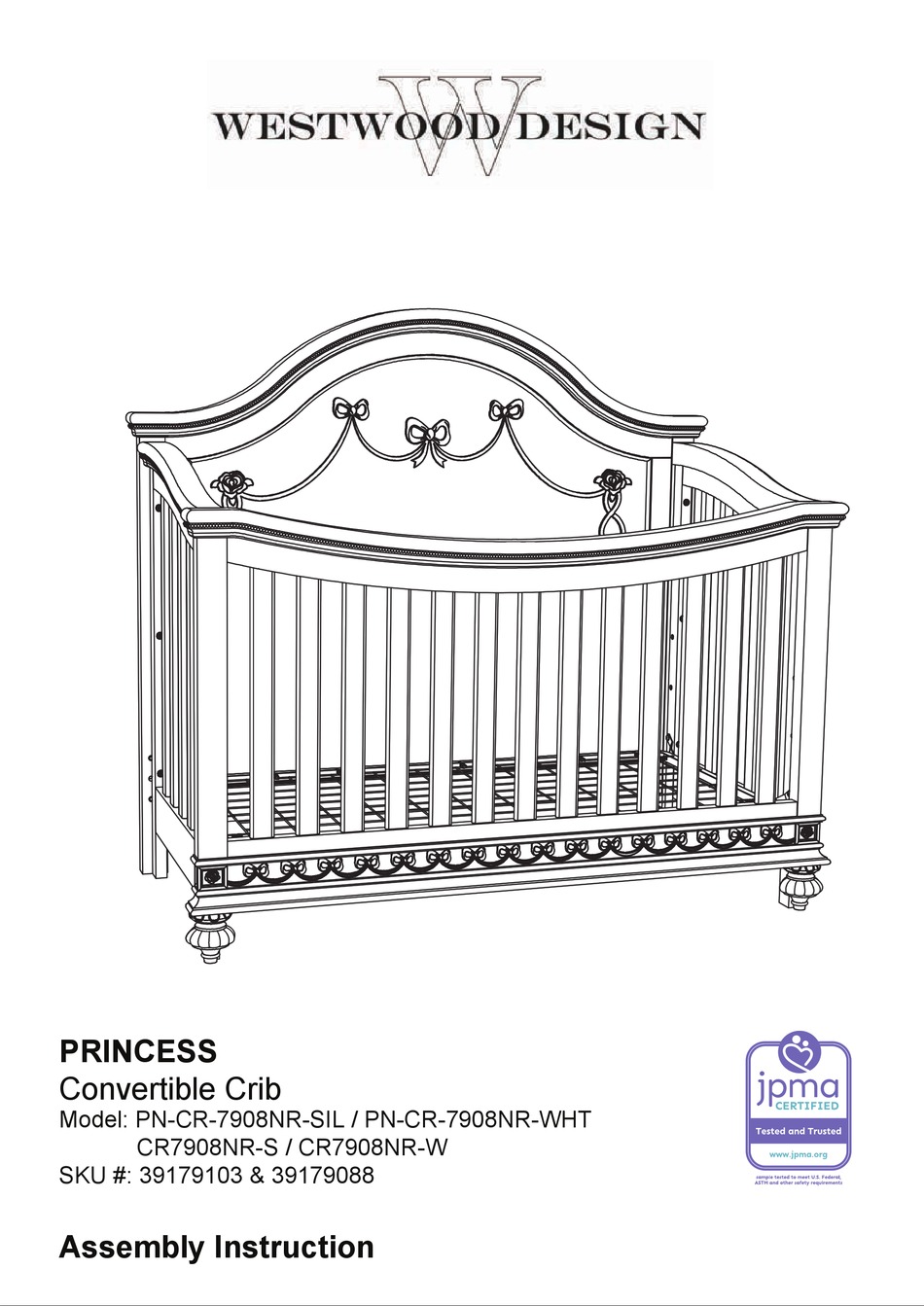 WESTWOOD DESIGN PRINCESS PNCR7908NRSIL ASSEMBLY INSTRUCTION MANUAL