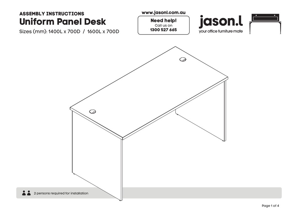 JASON.L UNIFORM PANEL DESK ASSEMBLY INSTRUCTIONS Pdf Download ManualsLib