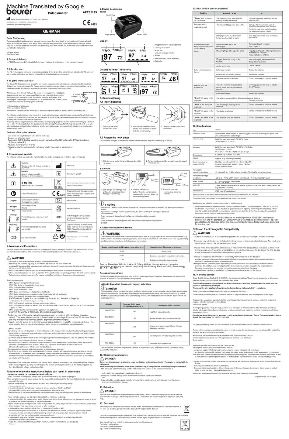 BEURER AFTER 45 QUICK START MANUAL Pdf Download ManualsLib