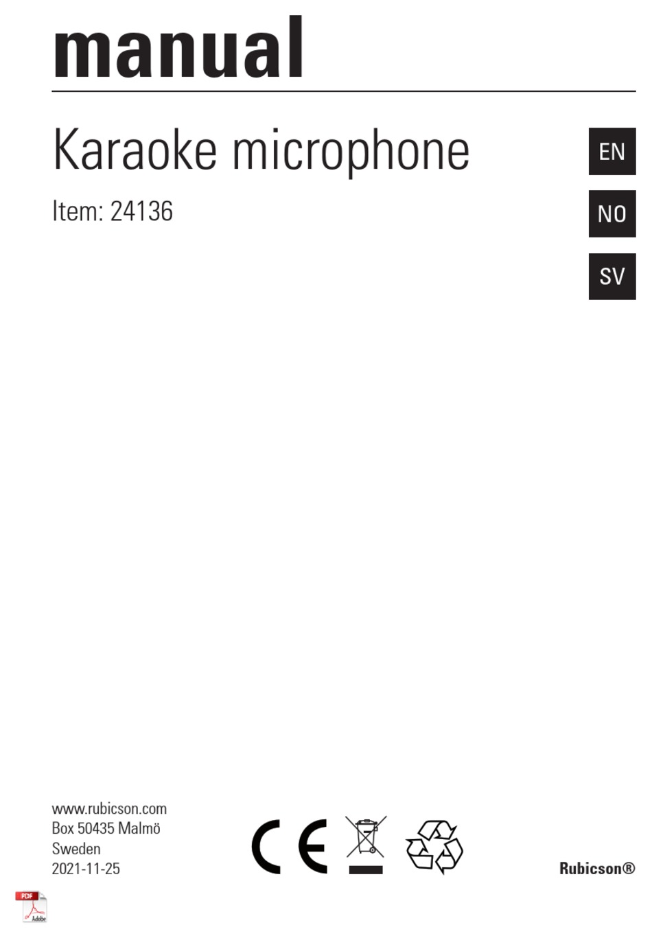 RUBICSON 24136 MANUAL Pdf Download ManualsLib