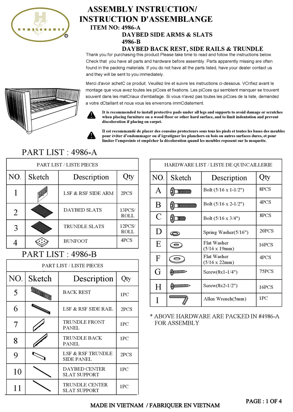 HOMELEGANCE 4986A ASSEMBLY INSTRUCTION Pdf Download ManualsLib