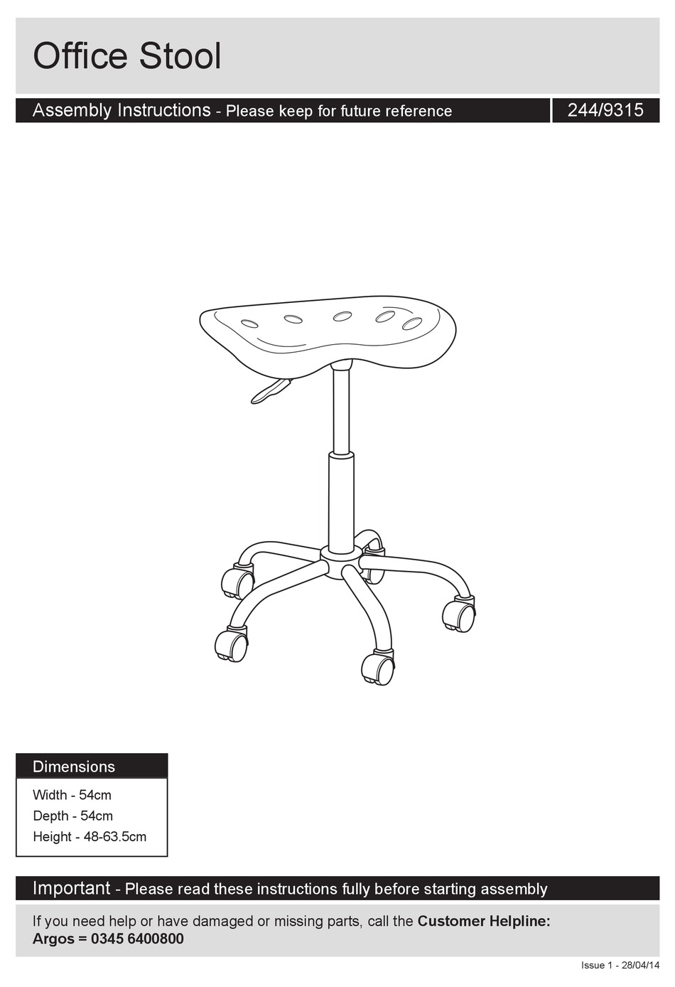ARGOS 244/9315 ASSEMBLY INSTRUCTIONS Pdf Download ManualsLib