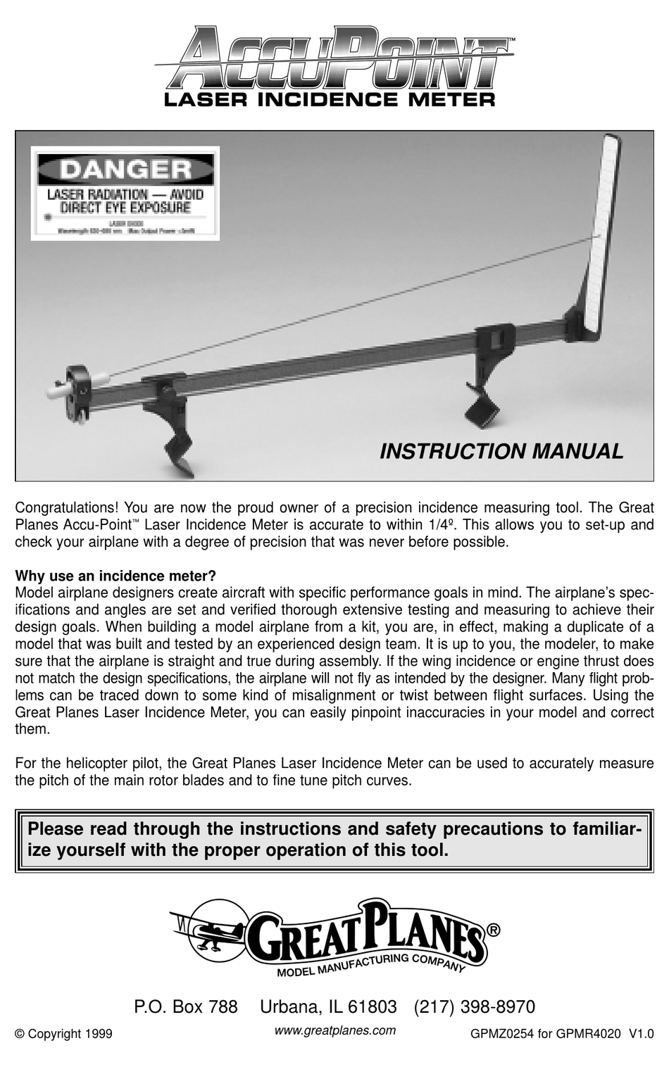 GREAT PLANES ACCUPOINT INSTRUCTION MANUAL Pdf Download ManualsLib