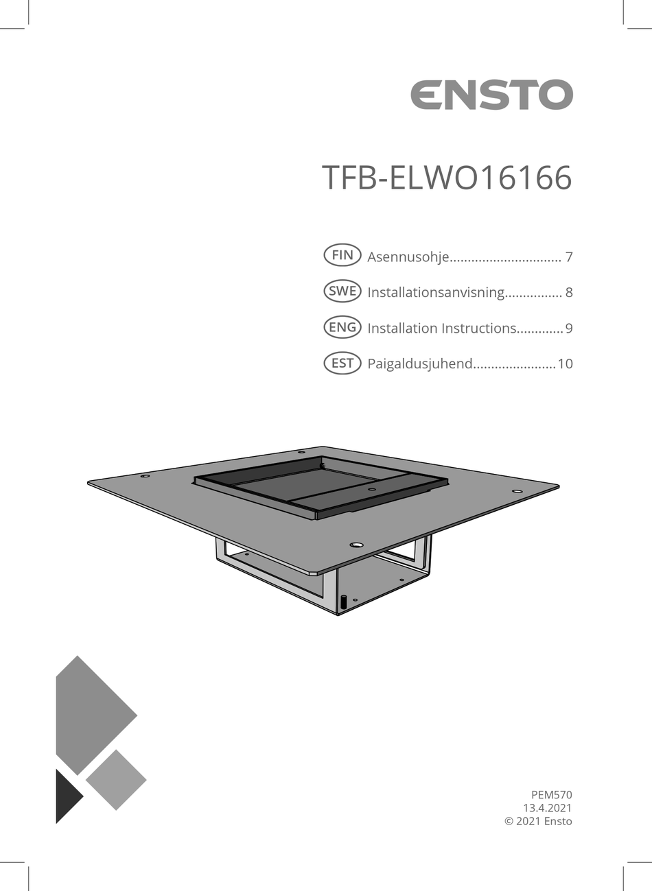 ENSTO TFB-ELWO16166 INSTALLATION INSTRUCTIONS MANUAL Pdf Download ...
