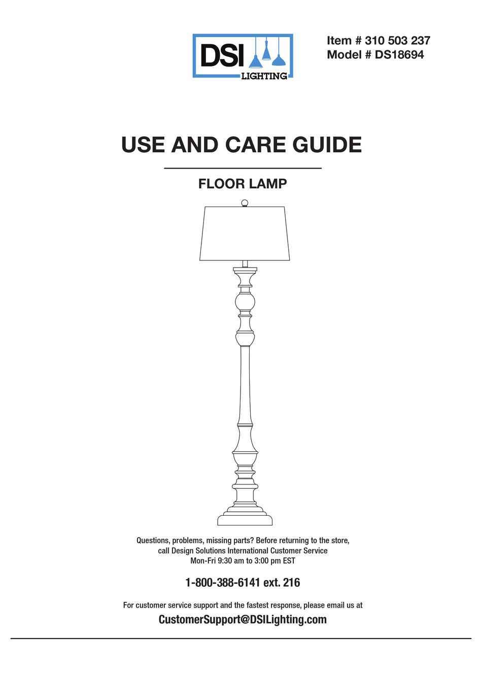 DSI LIGHTING DS18694 USE AND CARE MANUAL Pdf Download ManualsLib