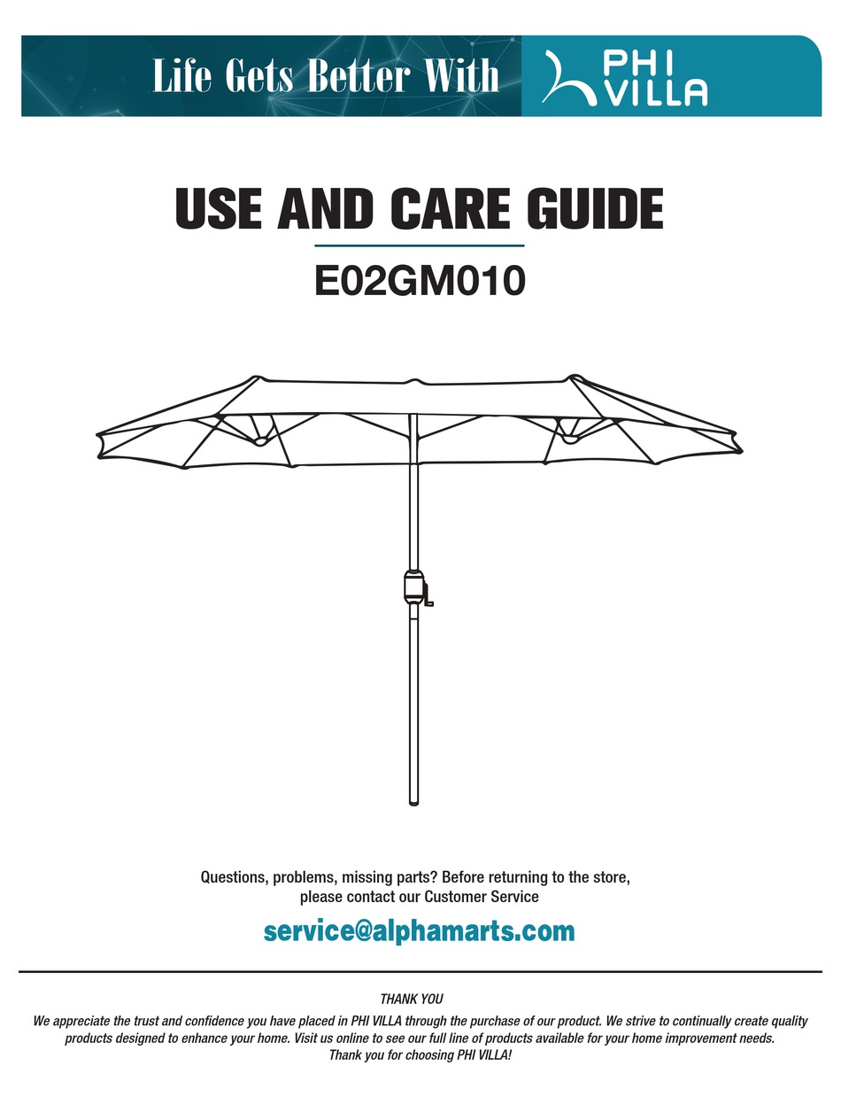 PHI VILLA E02GM010 USE AND CARE MANUAL Pdf Download ManualsLib