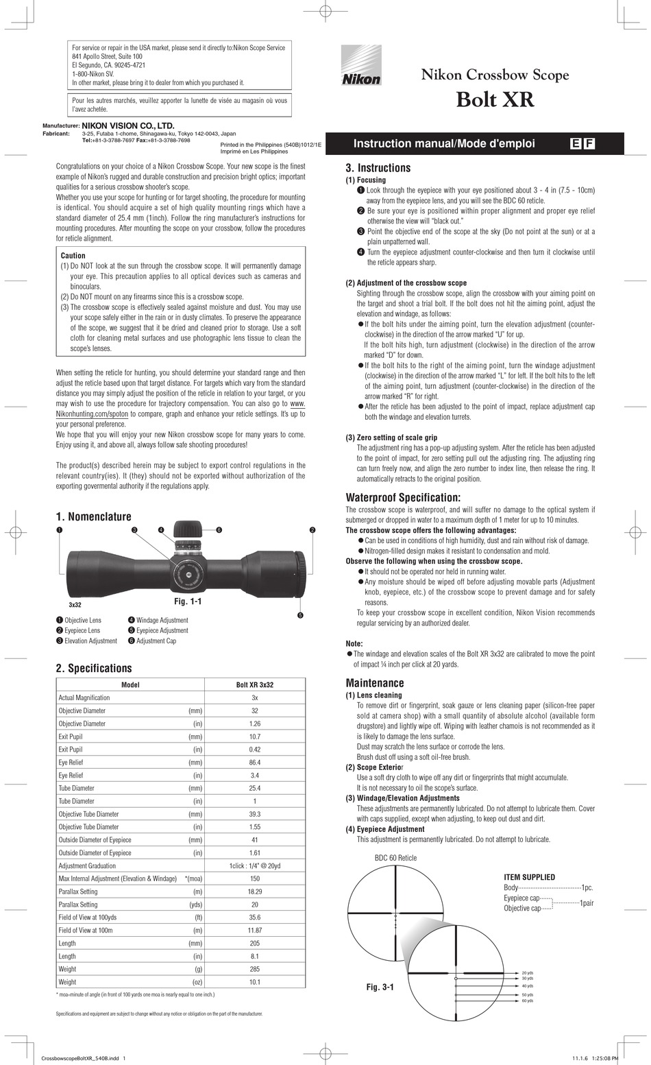 NIKON BOLT XR INSTRUCTION MANUAL Pdf Download | ManualsLib