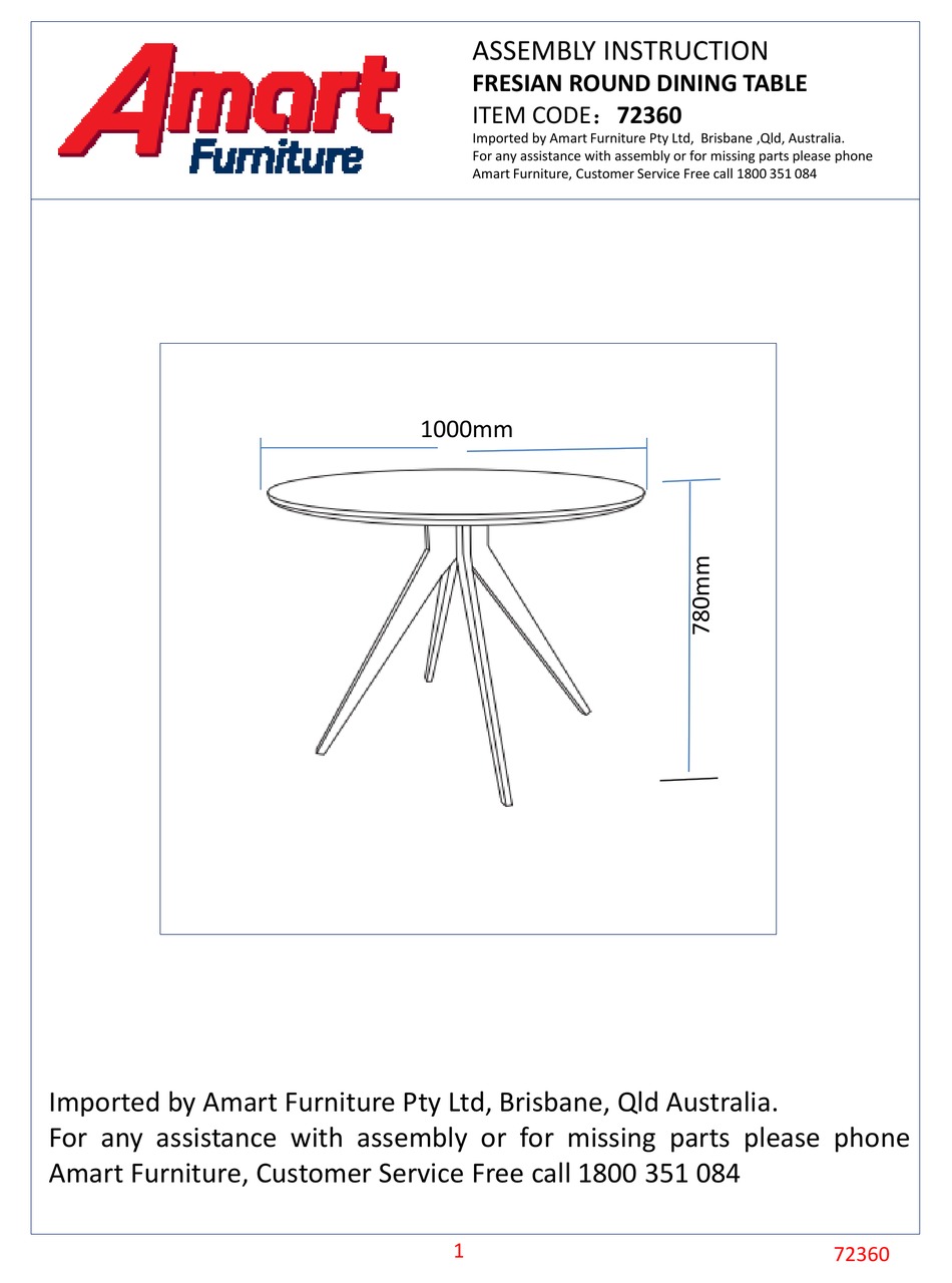 AMART FURNITURE FRESIAN 72360 ASSEMBLY INSTRUCTION MANUAL Pdf Download