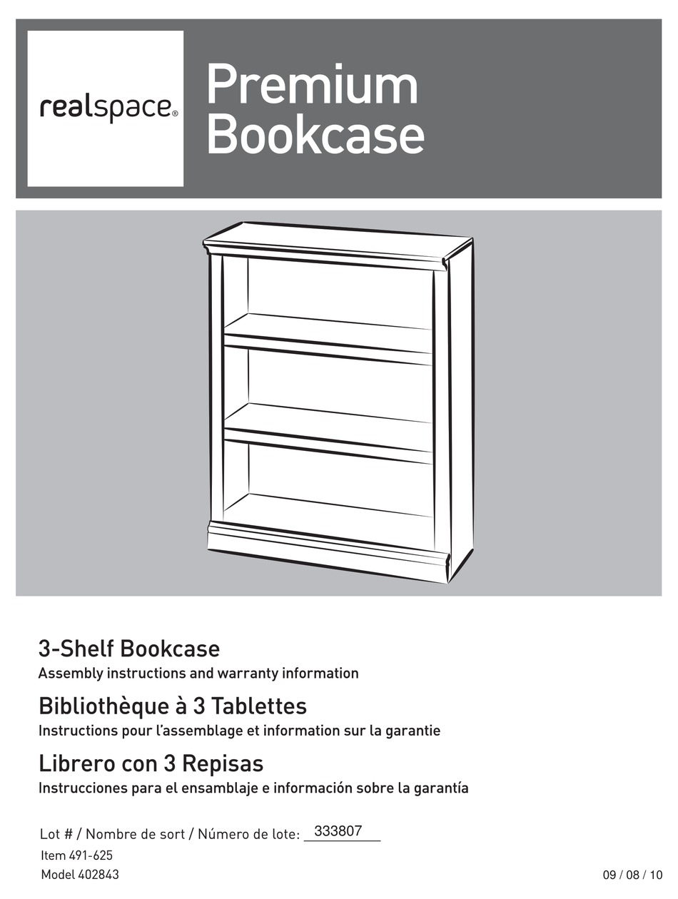 REALSPACE PREMIUM 402843 ASSEMBLY INSTRUCTIONS MANUAL Pdf Download