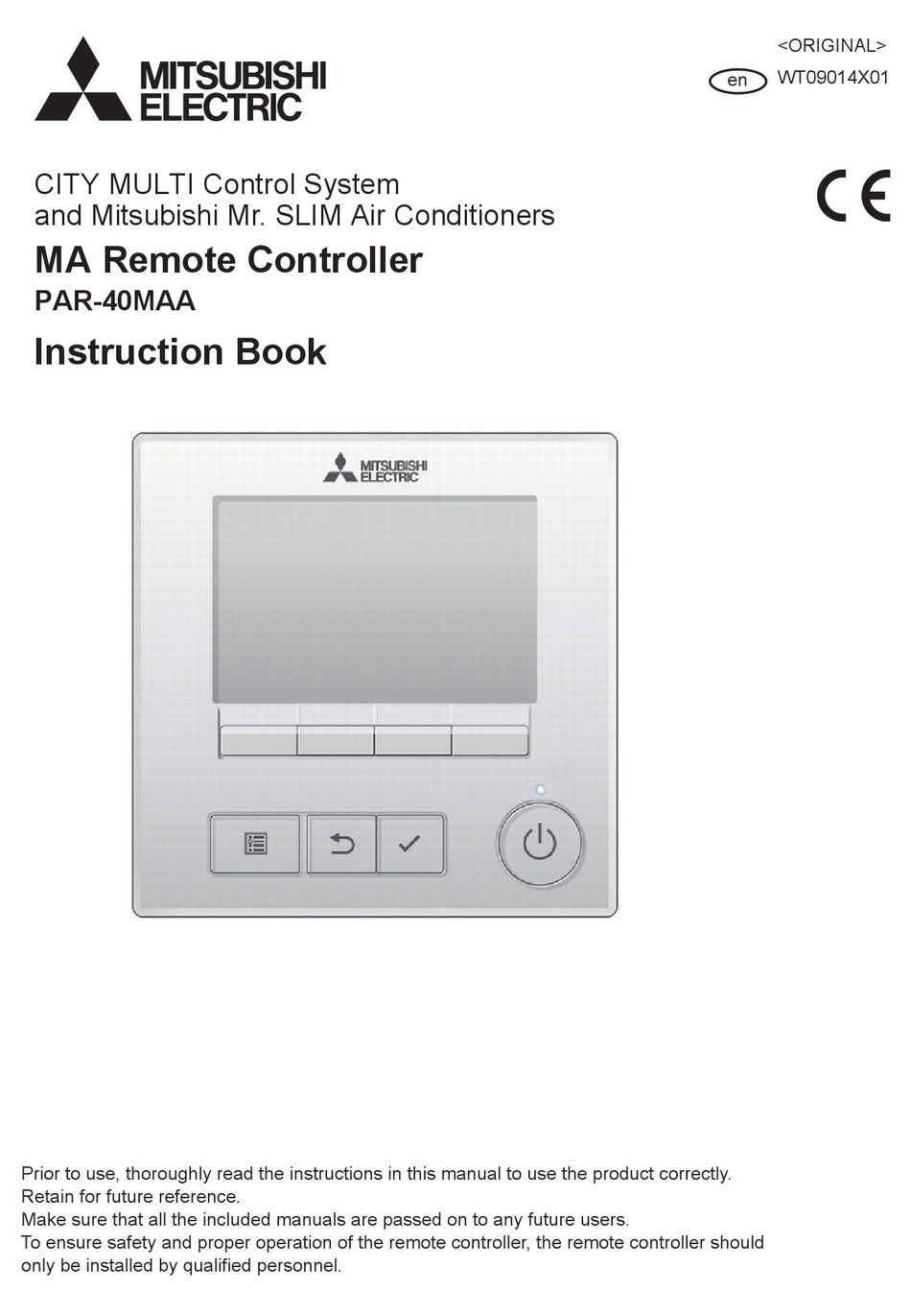 MITSUBISHI ELECTRIC CITY MULTI PAR40MAA INSTRUCTION BOOK Pdf Download