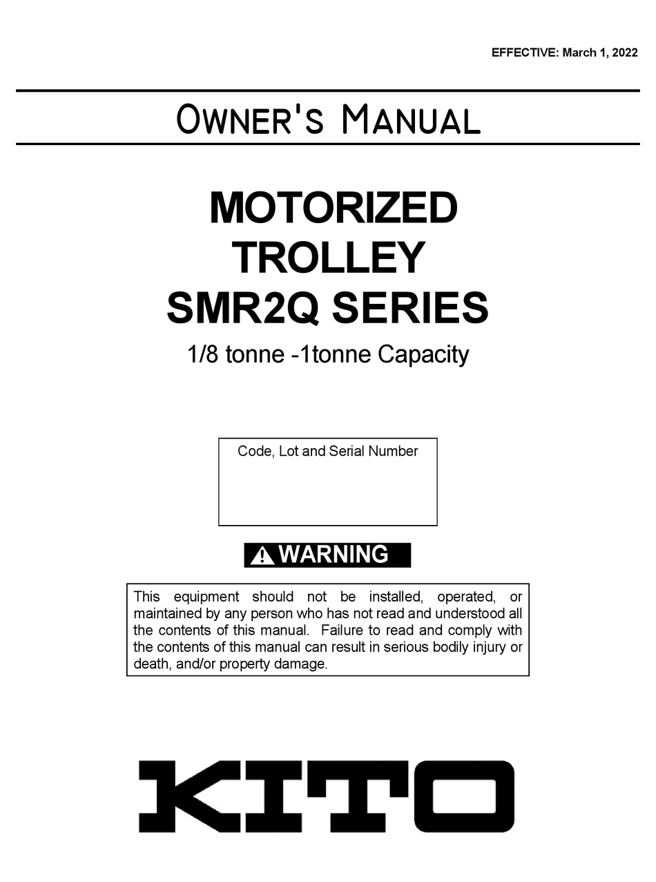 KITO SMR2Q SERIES OWNER'S MANUAL Pdf Download ManualsLib