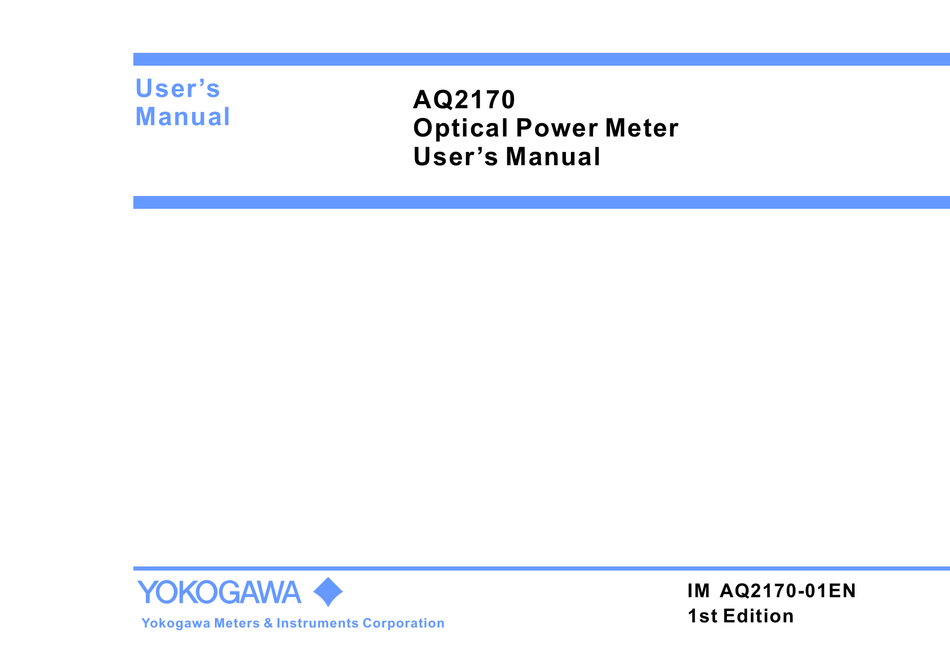 YOKOGAWA AQ2170 USER MANUAL Pdf Download ManualsLib