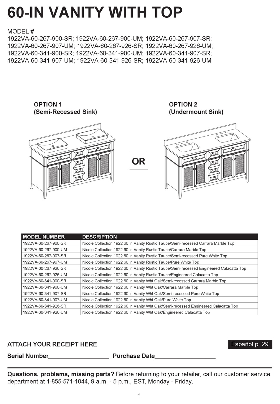 LOWES 1922VA60267900SR ASSEMBLY INSTRUCTIONS MANUAL Pdf Download