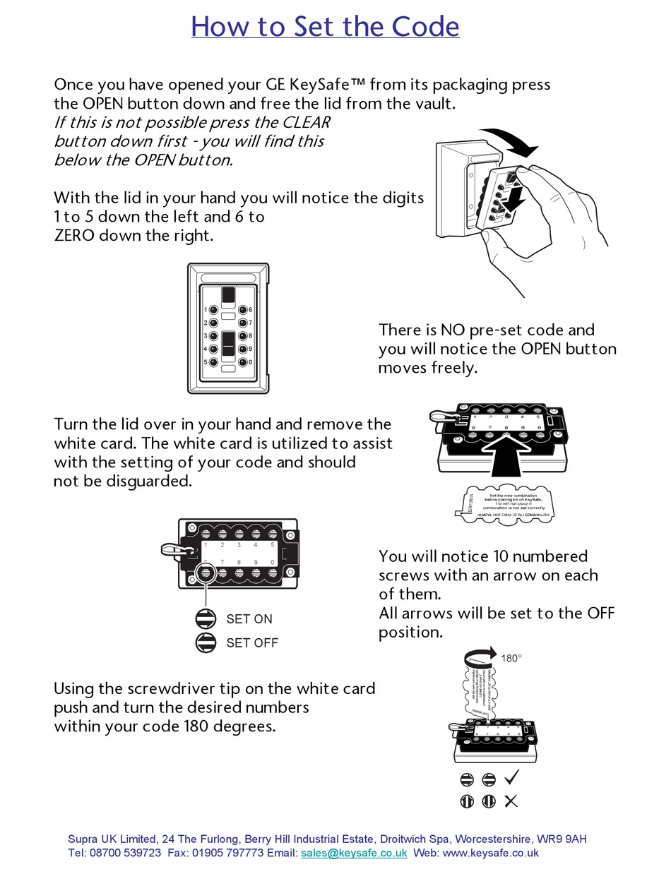 GE SUPRA KEYSAFE QUICK START MANUAL Pdf Download ManualsLib