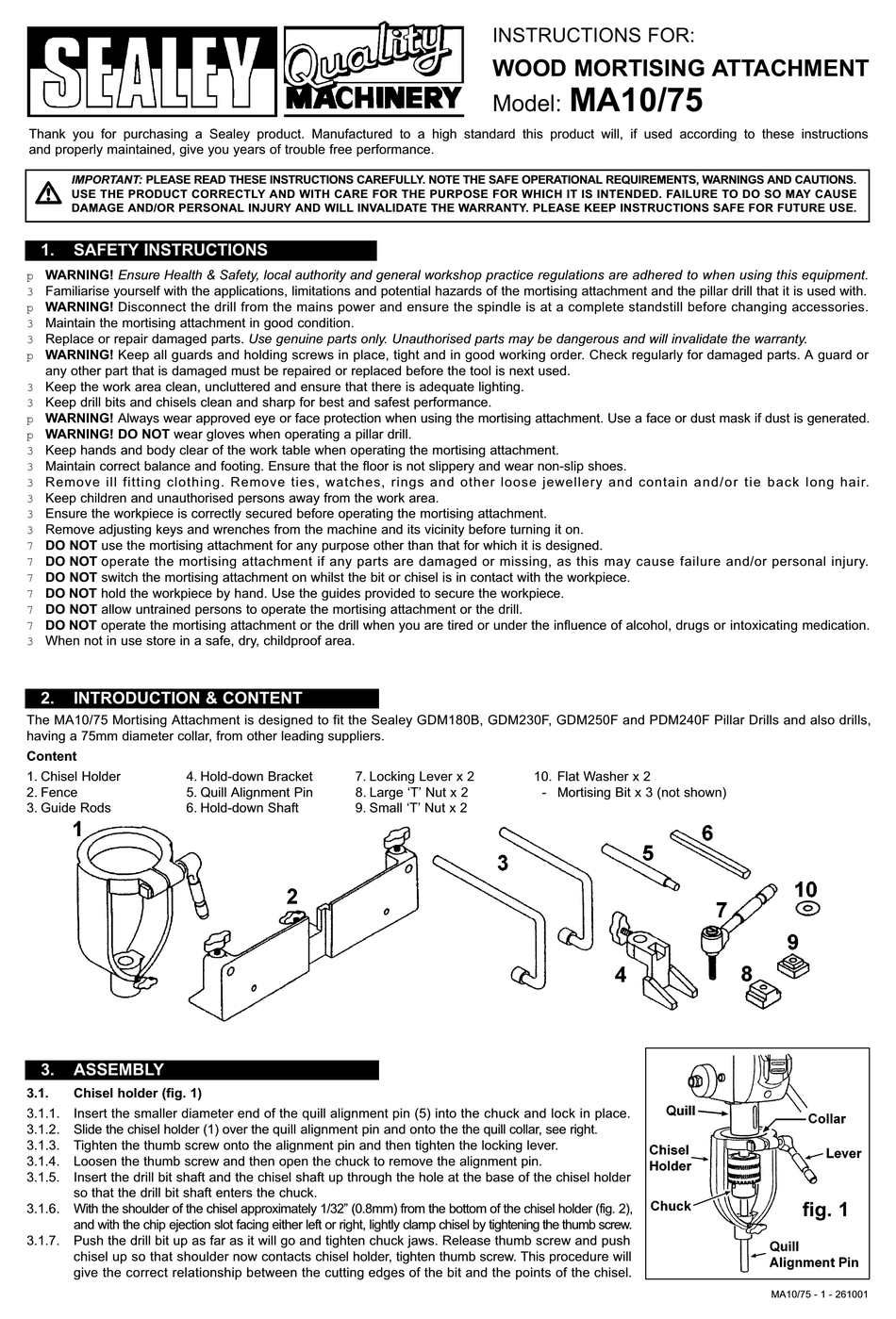 SEALEY MA10/75 INSTRUCTIONS Pdf Download ManualsLib