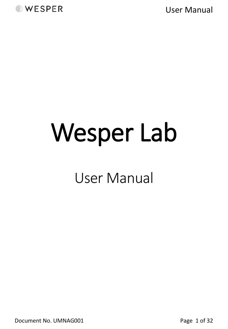 WESPER LAB USER MANUAL Pdf Download ManualsLib