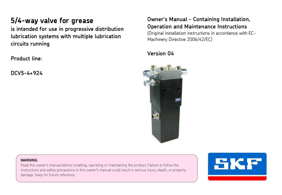 SKF DCV54+924 INSTALLATION, OPERATION AND MAINTENANCE INSTRUCTIONS Pdf Download ManualsLib